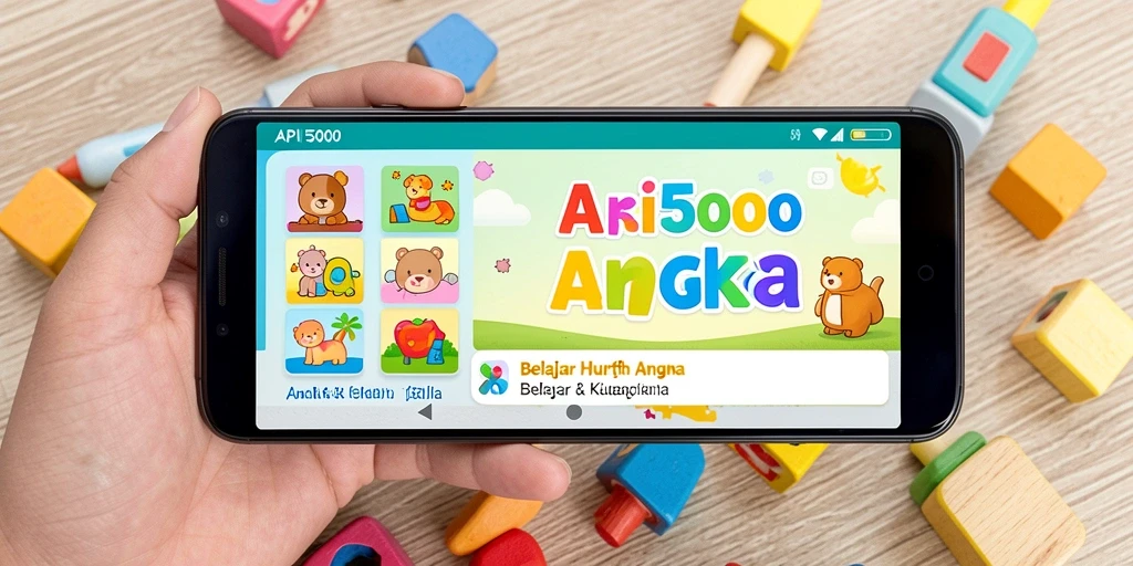 Tampilan antarmuka aplikasi untuk belajar huruf dan angka.