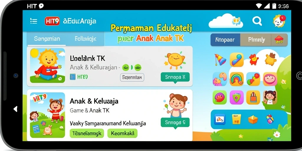 Antarmuka HIT9 yang menarik untuk permainan edukatif anak-anak.