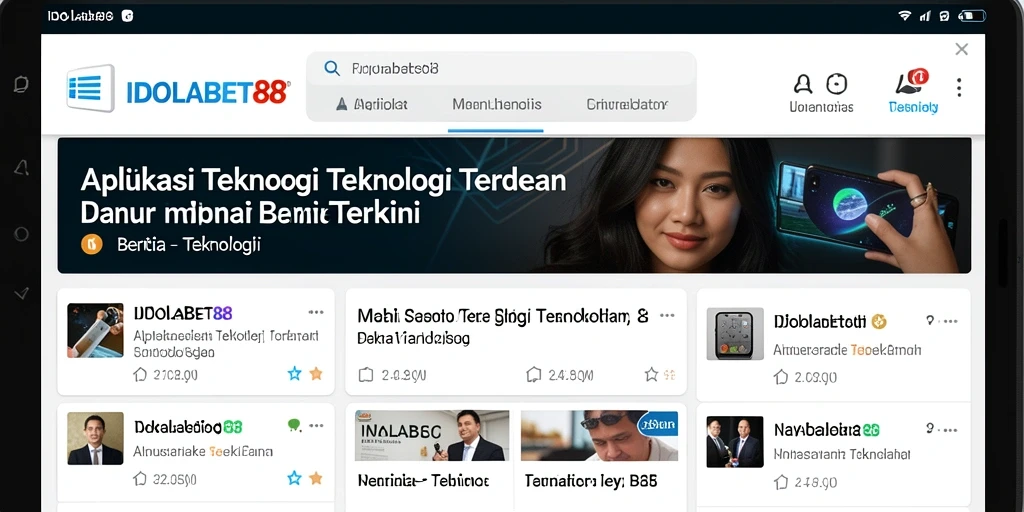 Tampilan antarmuka utama aplikasi IDOLABET88 dengan berita terkini.