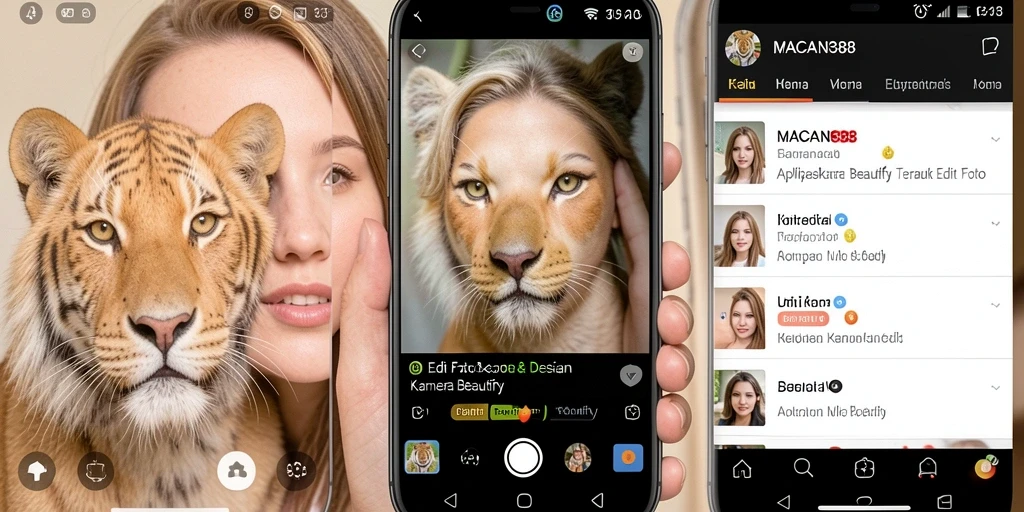 Antarmuka MACAN388 menampilkan berbagai fitur editing foto yang lengkap.