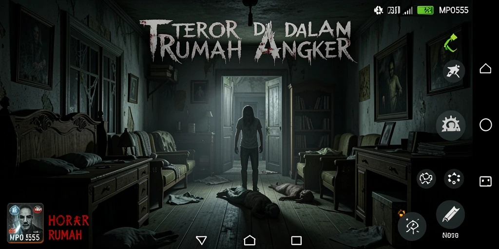 Antarmuka MPO555 dengan suasana horor yang mencekam dan menarik.