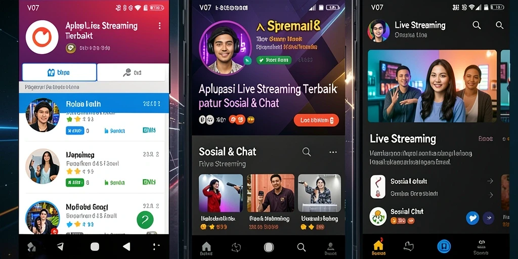 Tampilan antarmuka V07 yang menarik dan interaktif untuk Live Streaming.