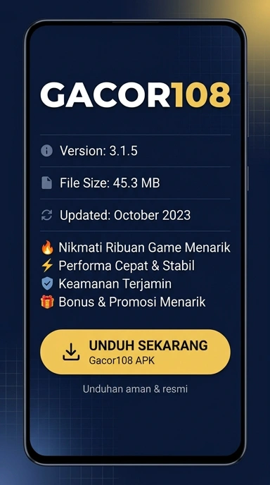 Tampilan halaman APK gacor108