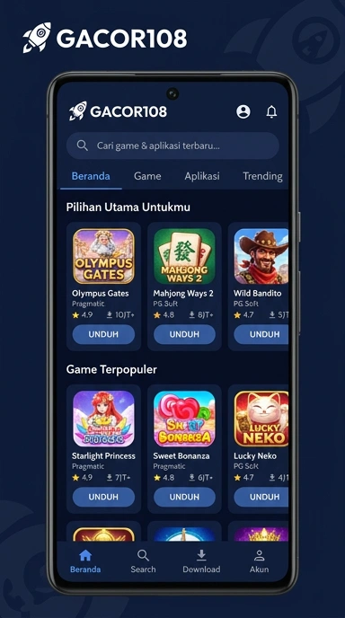 Tampilan katalog aplikasi gacor108