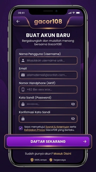 Tampilan halaman daftar gacor108